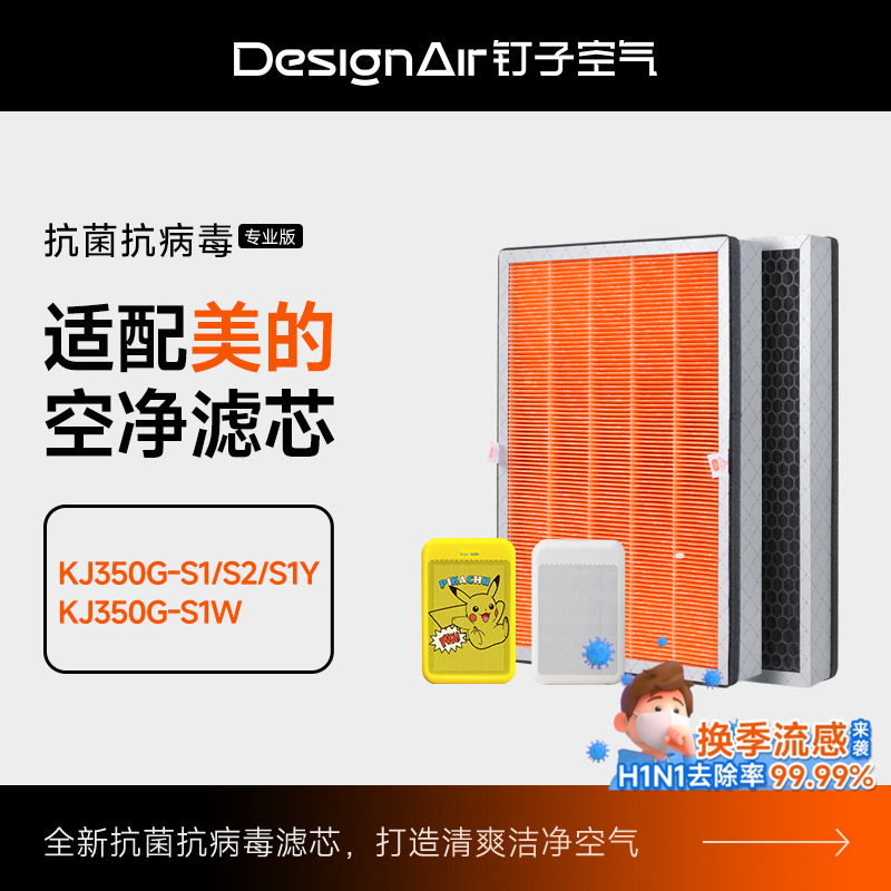 适配美的KJ350G空气净化器过滤网