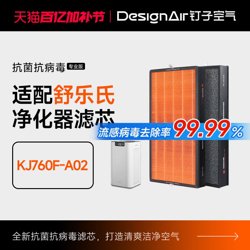 适配舒乐氏空气净化器滤芯KJ760F-A02过滤网RF7601活性炭除醛除霾