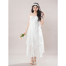CherryKitty月光白裙夏季希腊风海边仙女白月光感亮纱雪纺长裙子