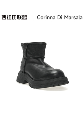【大壮•西红氏】冬复古舒适皮面雪地靴X22B012302-5跟高