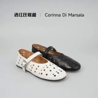 【大壮•西红氏】内外牛皮版~2025新款平底一字带法式春季单鞋