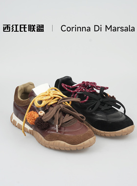 【大壮•西红氏】25年新款羊皮圆头跟高3cm半码拍大休闲鞋