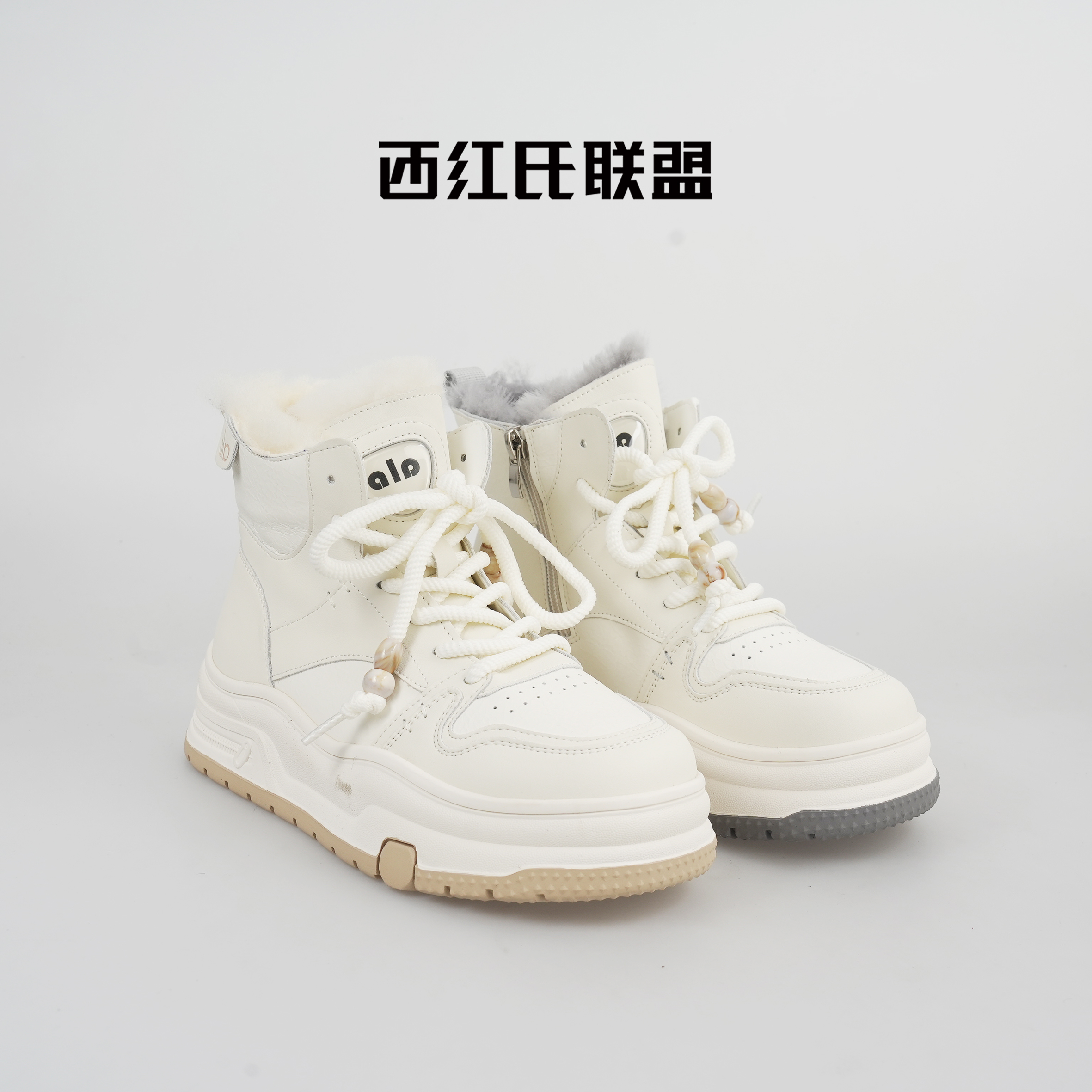 【大壮·西红氏】秋冬新款牛皮里面羊毛雪地靴跟高5cm