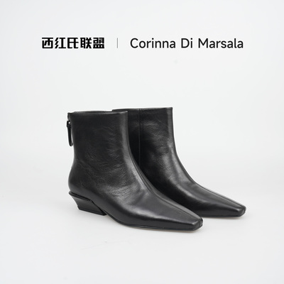 【大壮•西红氏】打蜡羊皮~全羊皮时装靴X22B62J25701-2跟高3cm