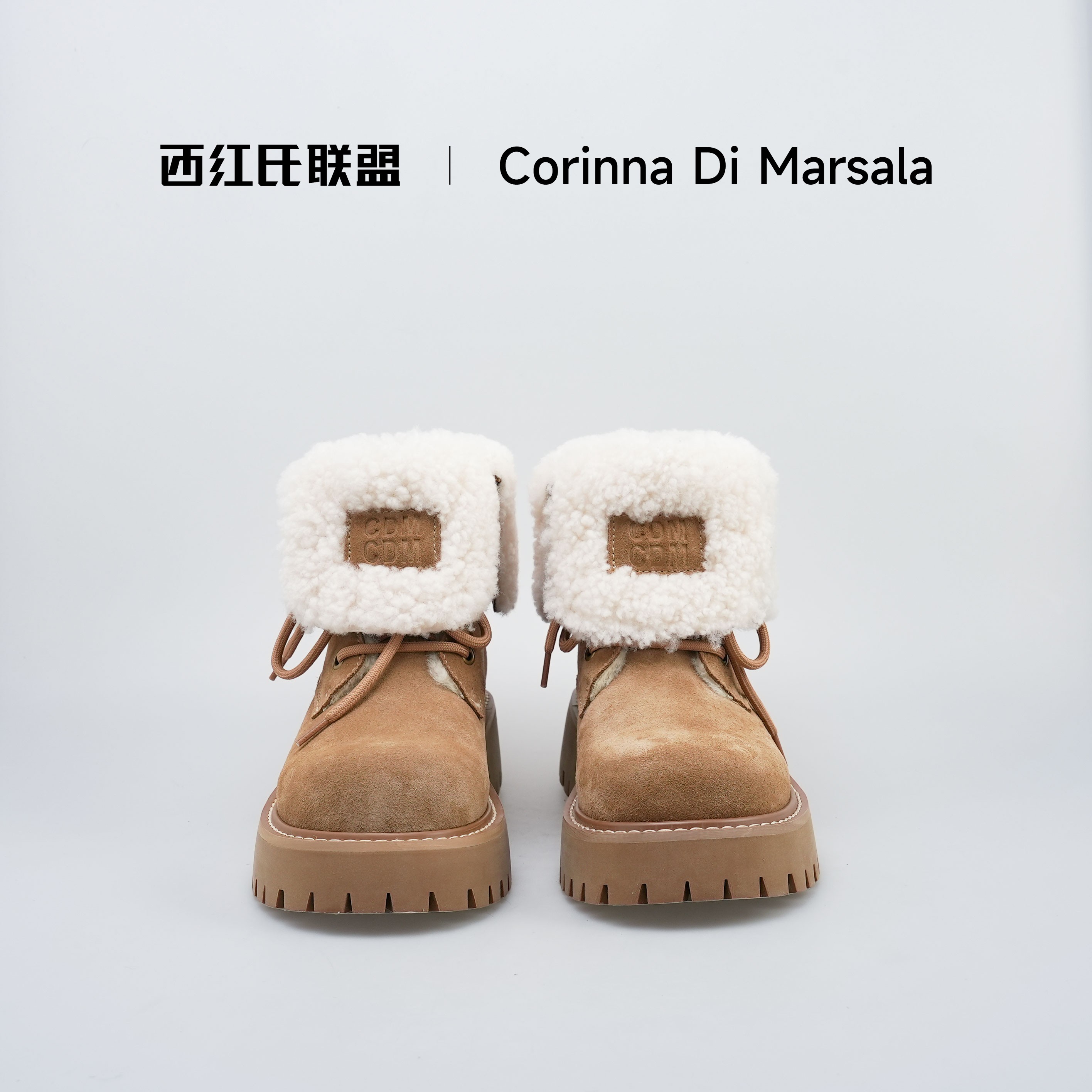 【大壮•西红氏】冬季新款厚底羊毛雪地靴增高4.5cm