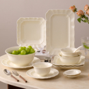 北欧花边简约奶油风餐具碗碟套装 碗盘组合乔迁陶瓷 碗家用2025新款