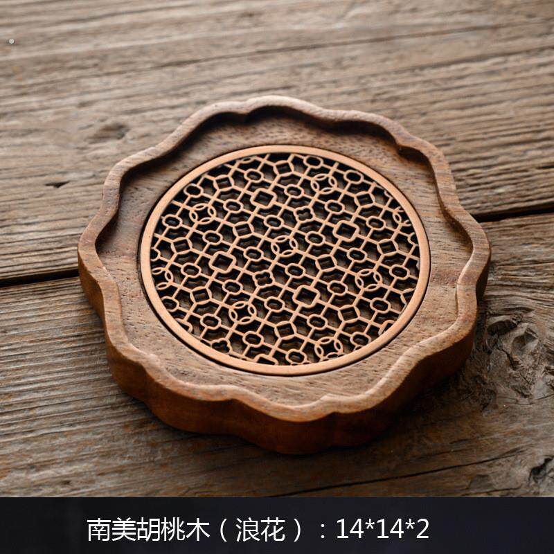 北美黑胡桃木家用壶承干泡台高端实木储水式小型茶盘紫砂壶垫茶托