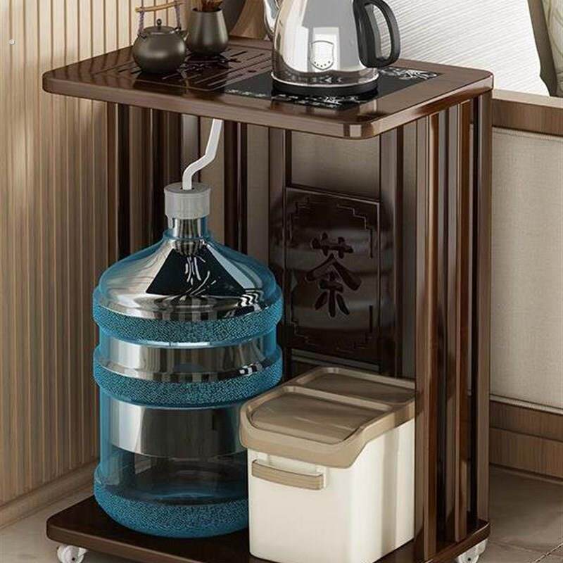 移动茶柜小茶几实木茶几咖啡桌客厅带轮家用茶车全自动水壶一体式