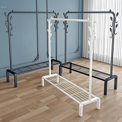 简易衣帽架双杆式晾衣架落地室内移动挂衣架子家用卧室衣服收纳架