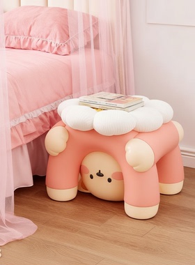 粉色可爱羊驼造型儿童凳摆件