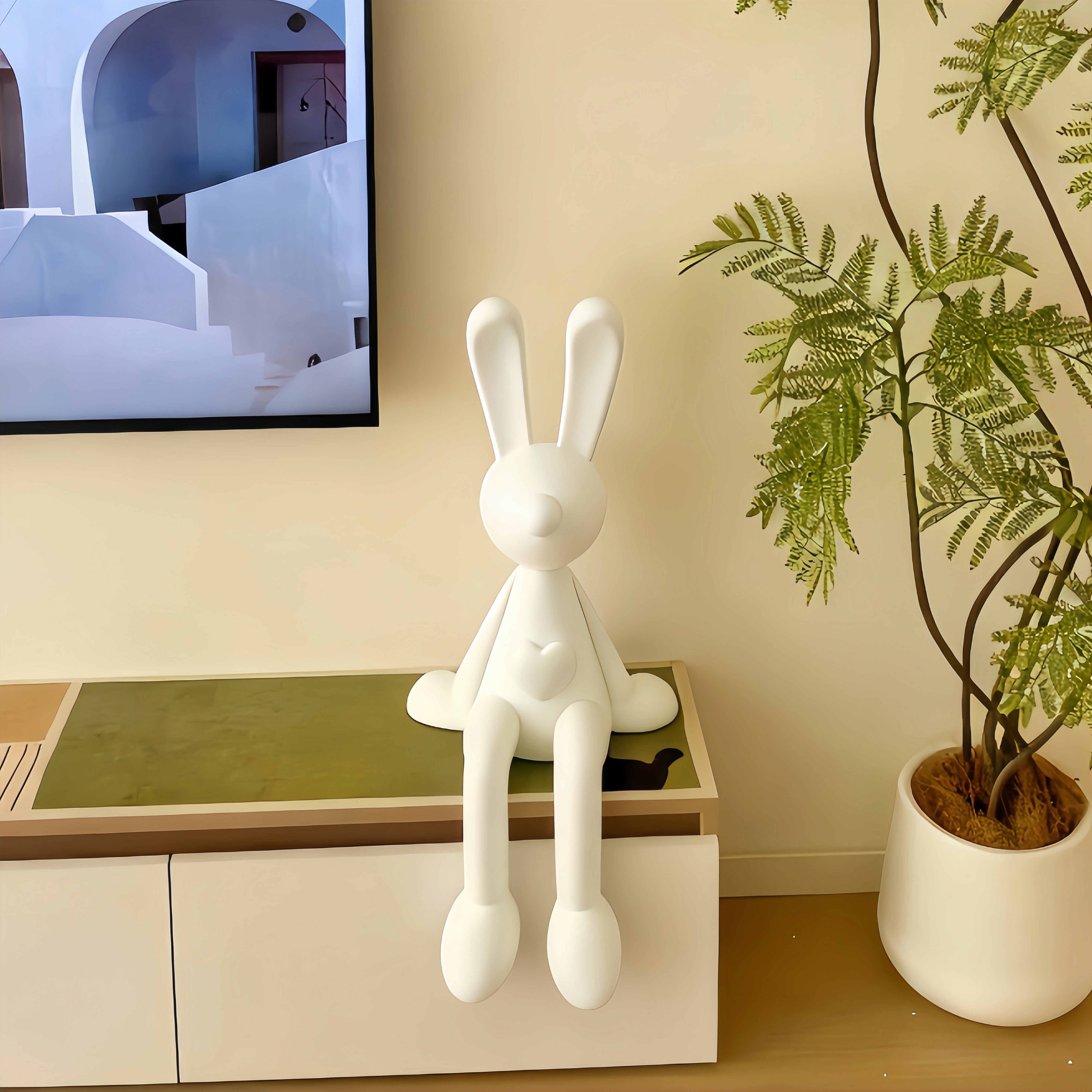 创意可爱坐姿兔子摆件高级感小众客厅电视柜软装饰品入户玄关轻奢,家居饰品,装饰摆件,淘宝优惠券,粉丝福利购,淘宝优惠卷