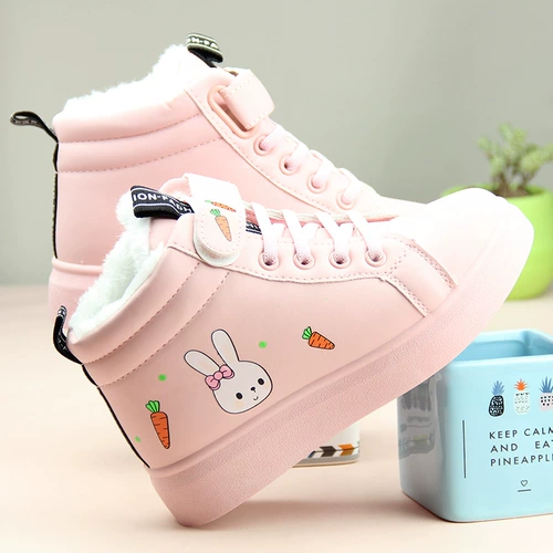 Детские туфли, флисовая удерживающая тепло зимняя высокая спортивная обувь, коллекция 2021