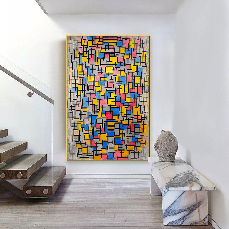 蒙德里安装饰画色彩抽象客厅壁画入户玄关挂画风办公室走廊落地画