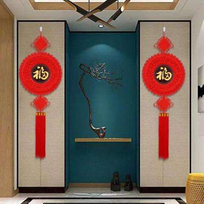 圆形中国结挂件客厅大号高档桃木福字挂饰玄关入户门春节过年装饰