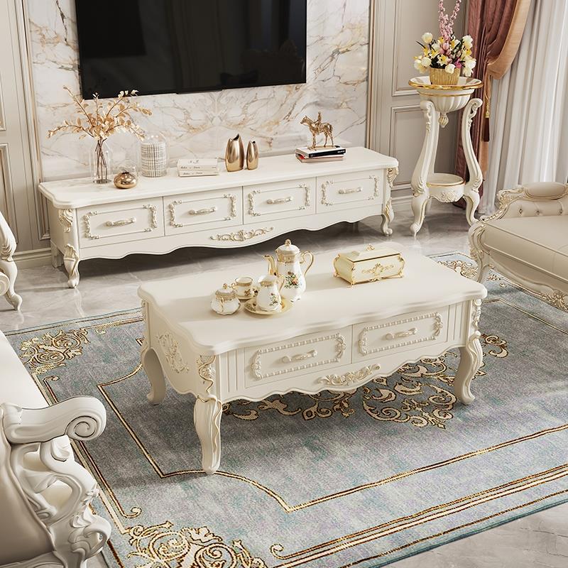 茶几电视柜欧式组合客厅家用小户型轻奢高级感现代简约法式复古风