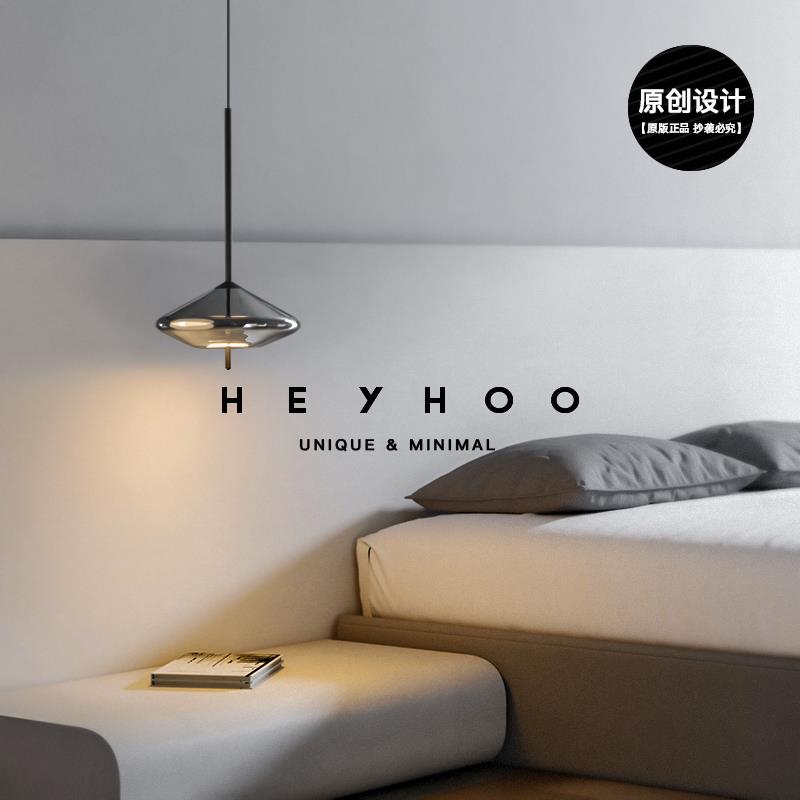 意式极简 卧室床头小吊灯客厅现代简约高端时尚设计师光影玻璃灯