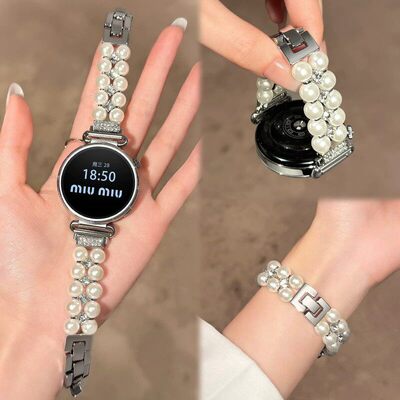 适用oppo watch x3mini表带镶钻金属链式x2mini夏季智能高级感女士小米watchs4腕表串珠金属表带