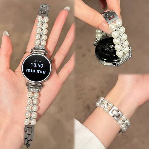 适用oppo watch x3mini表带镶钻金属链式x2mini夏季智能高级感女士小米watchs4腕表串珠金属表带