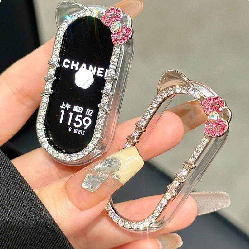 适用小米手环10手环保护壳镶钻kt小猫抗震防摔女镂空小米手环9硬壳边框手表小米九PRO手环可爱少女粉保护表套,智能设备,智能手表/手环保护壳,淘宝优惠券,粉丝福利购,淘宝优惠卷