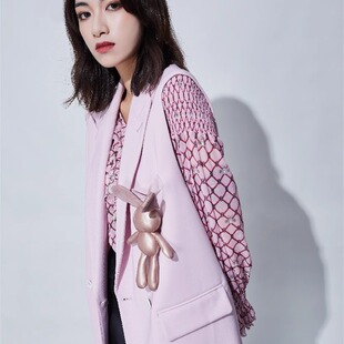 CA0142333020卡索castle上衣2024爆款V领花衬衫女时尚洋气荷叶领