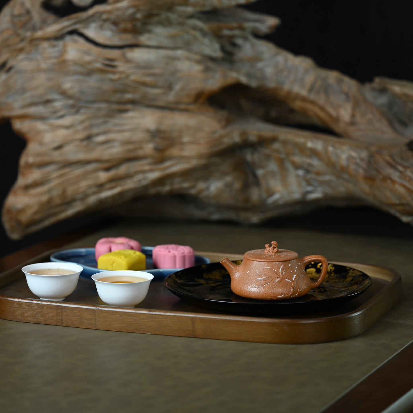 宜兴紫砂壶原矿降坡泥太湖石平盖石瓢小品泥绘功夫茶具茶器 100ml