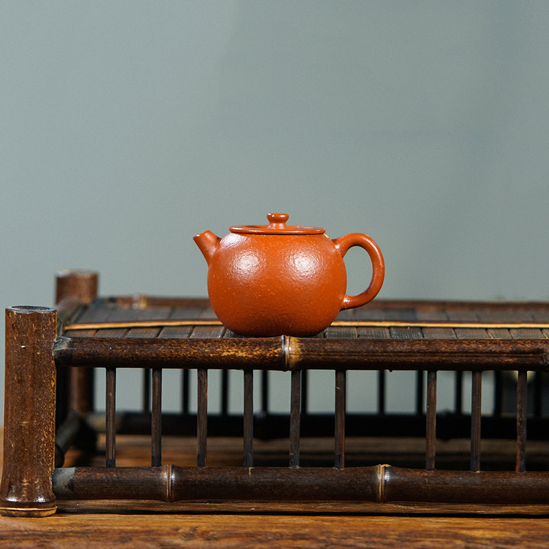 伯元 宜兴紫砂壶原矿鱼籽粗砂朱泥全纯手工苹果汉瓦壶家用茶壶