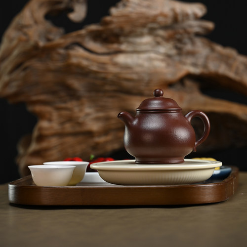 中式紫砂原矿素色莲子