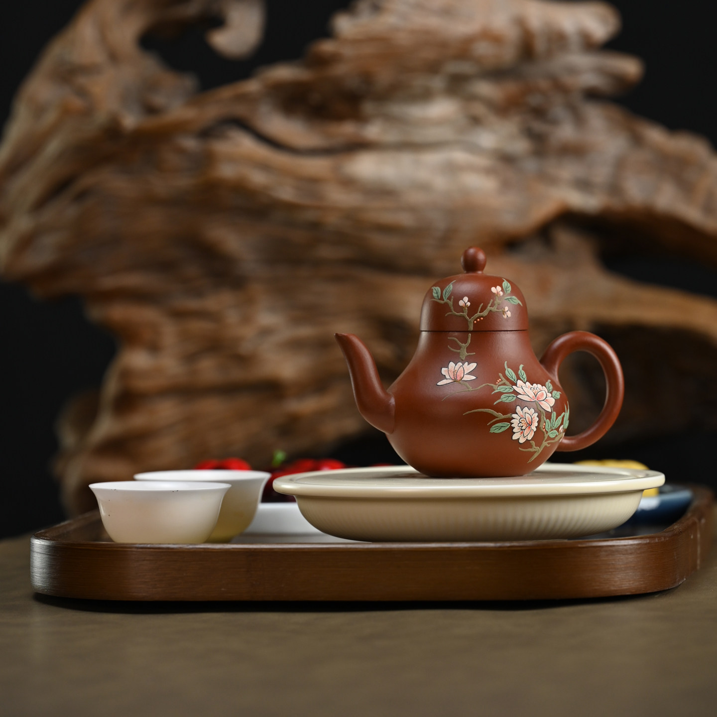 宜兴紫砂壶原矿朱泥彩绘思婷全手工家用功夫茶具国风泡茶壶 190ml