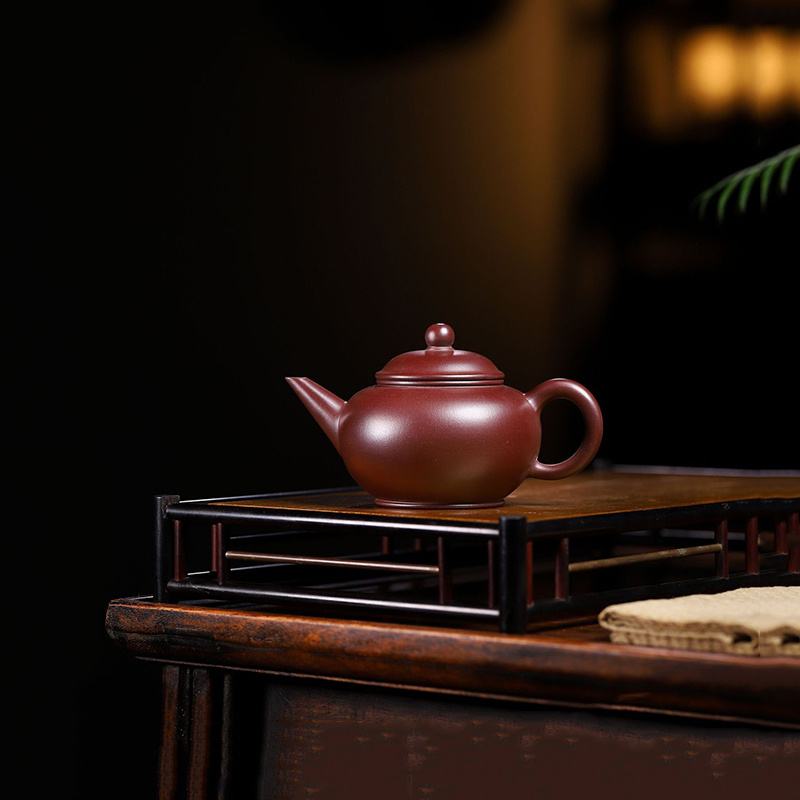 宜兴紫砂壶原矿纯手工紫茄泥水平壶家用功夫茶壶茶具可养壶