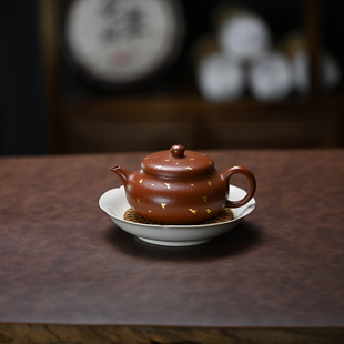 宜兴紫砂壶实用自用功夫泡茶壶茶具原矿朱泥全手工洒金香玉170ML