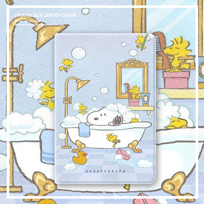 适用ipad保护套pro2022平板壳2021第9代10苹果air5洗澡史努比11寸3新mini6迷你2全包4防摔2018三折2020带笔槽