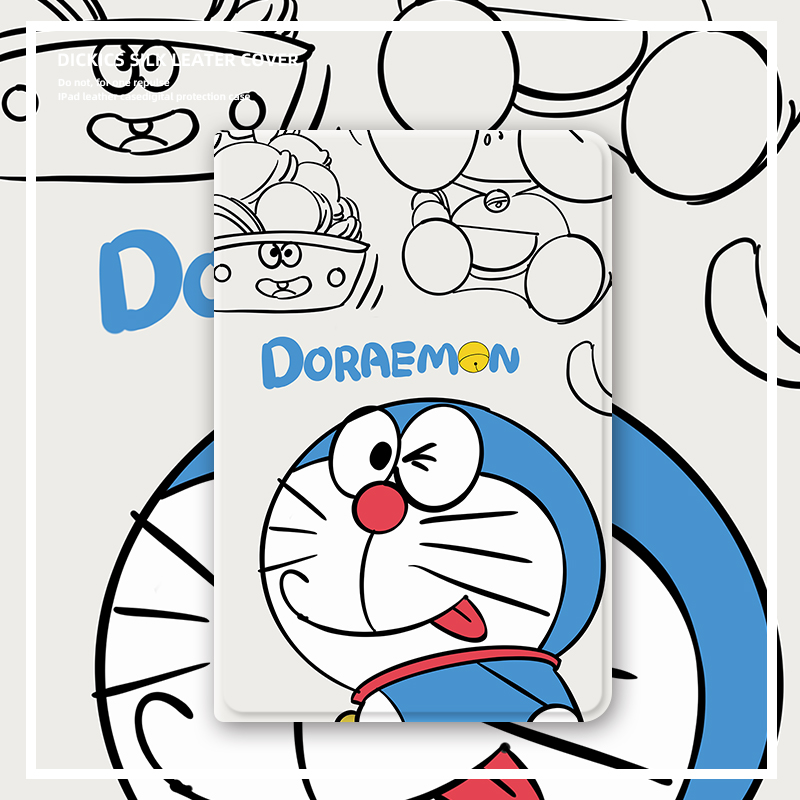 适用ipad保护套pro2022平板壳2021第9代10苹果air5哆啦A梦11寸3卡通mini6迷你2全包4防摔2018三折2020带笔槽