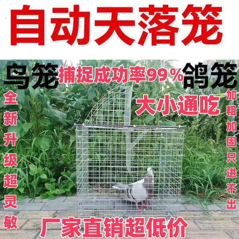 新款鸽子天落笼翻转笼旋转翻板笼加粗鸽笼户外镀锌防锈撞门收鸽笼