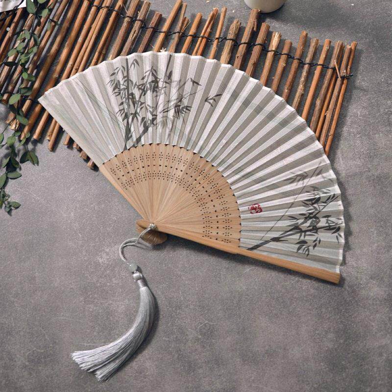 复古精品折扇 真丝扇子丝绸礼品折扇 高档古风舞蹈旗袍折扇