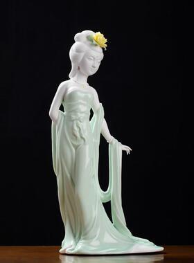 东方泥土《贵妃出浴》德化中式陶瓷艺术品 人物传统雕塑装饰摆件