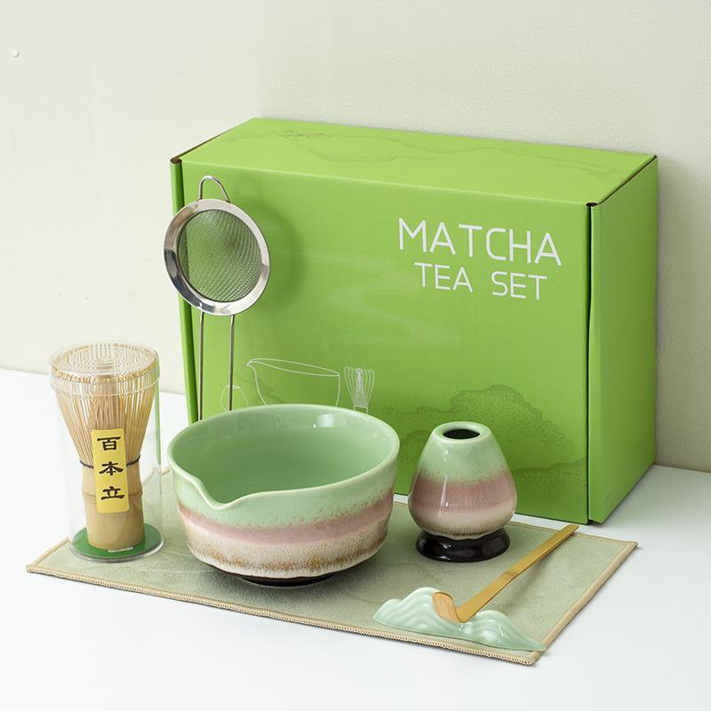 厂家直销陶瓷抹茶碗抹茶套装日式抹茶碗带嘴茶筅野点百本立茶筅立