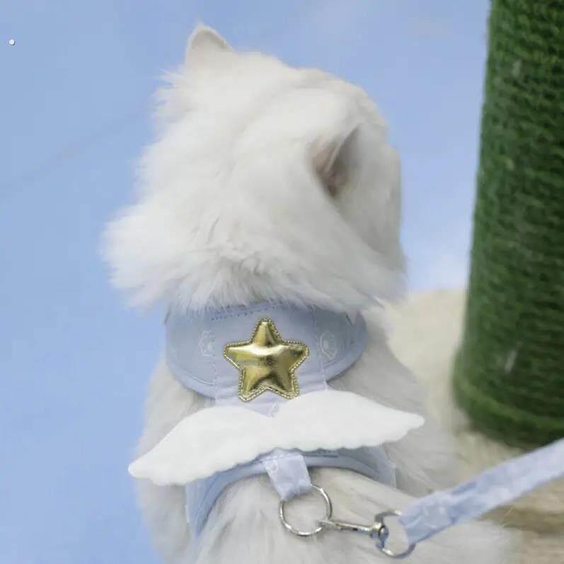 天使翅膀猫咪牵引绳背心式牵引带狗狗幼猫外出牵引防挣脱宠物用品