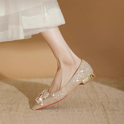 平底婚鞋女2025新款孕妇结婚鞋
