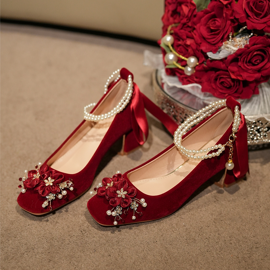 平时可穿不累脚一字扣带高跟鞋