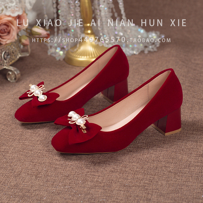 红色婚鞋女2025新款新娘鞋