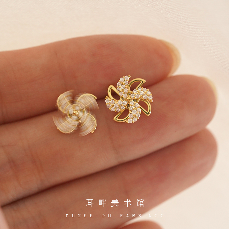 风车凡尔赛耳钉设计感小香耳夹