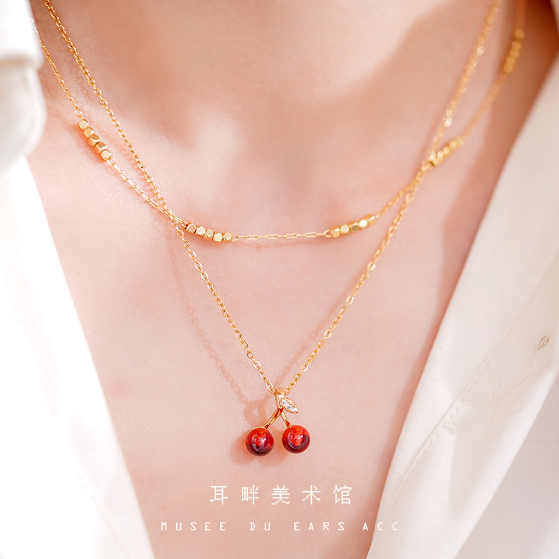 B剔透红色可爱小樱桃百搭项链女