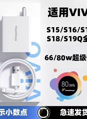 适用VIVOS15 16 17 18 19 Pro充电器80W闪充vivos15e闪充s16 18 19e充电头66瓦快充VIVOS17t充电套装8A数据线