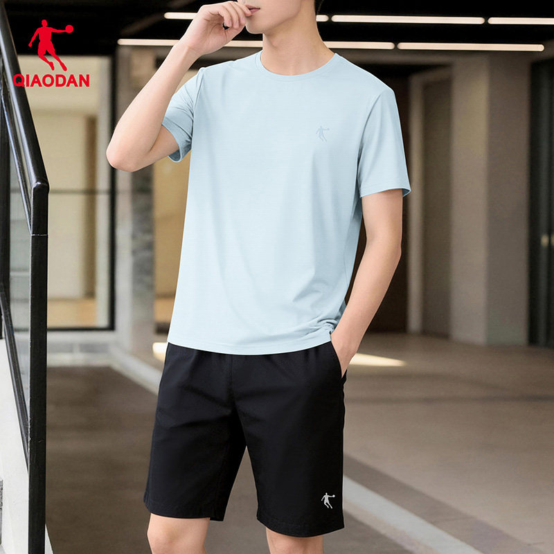 乔丹速干运动套装爸爸装宽松透气短袖T恤五分裤户外休闲两件套男