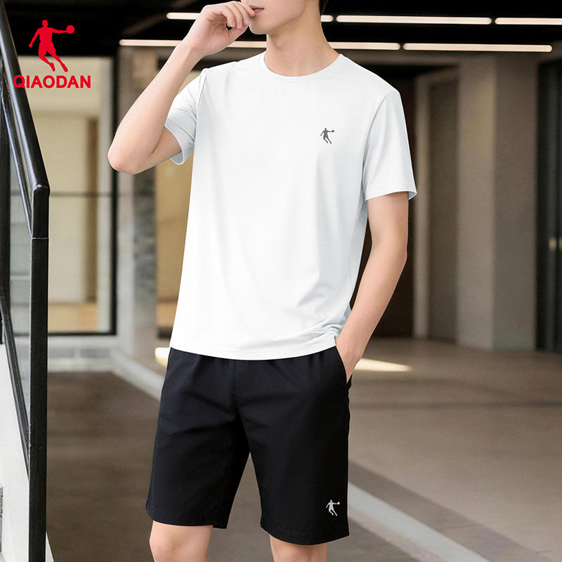 乔丹运动套装男款冰丝速干休闲短袖五分裤青少年体育跑步训练衣服