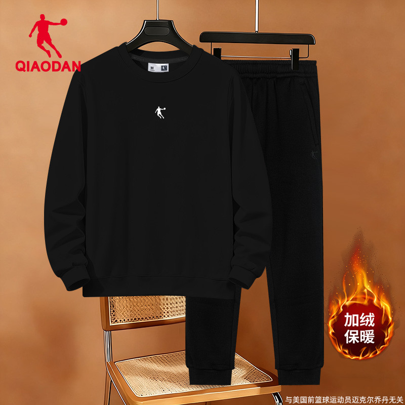 休闲运动套装乔丹保暖跑步服男