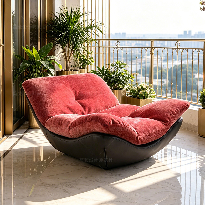 懒人沙发贵妃躺椅家用客厅阳台休闲意式极简雪尼尔绒布艺单人沙发