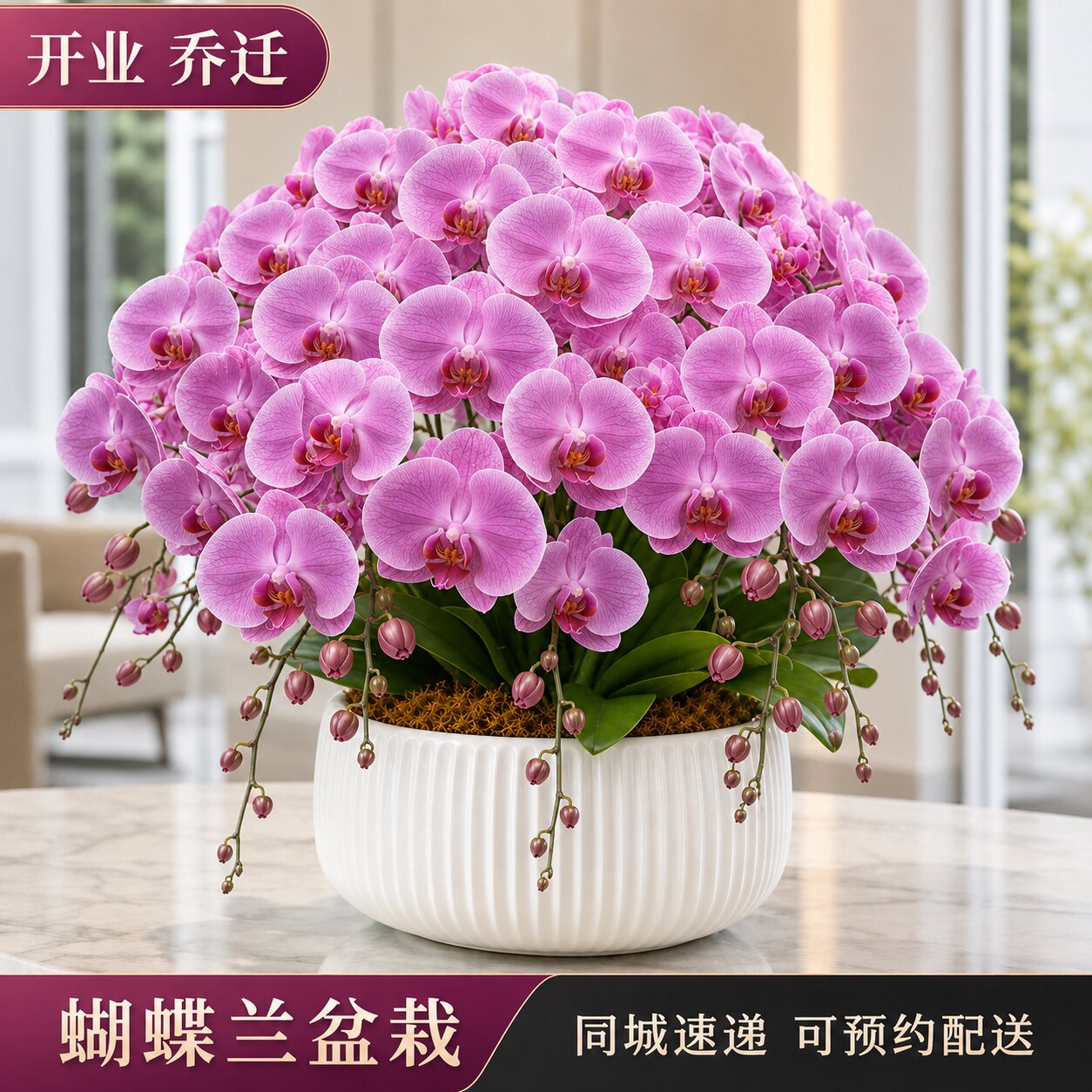 蝴蝶兰盆栽带花乔迁开业送礼