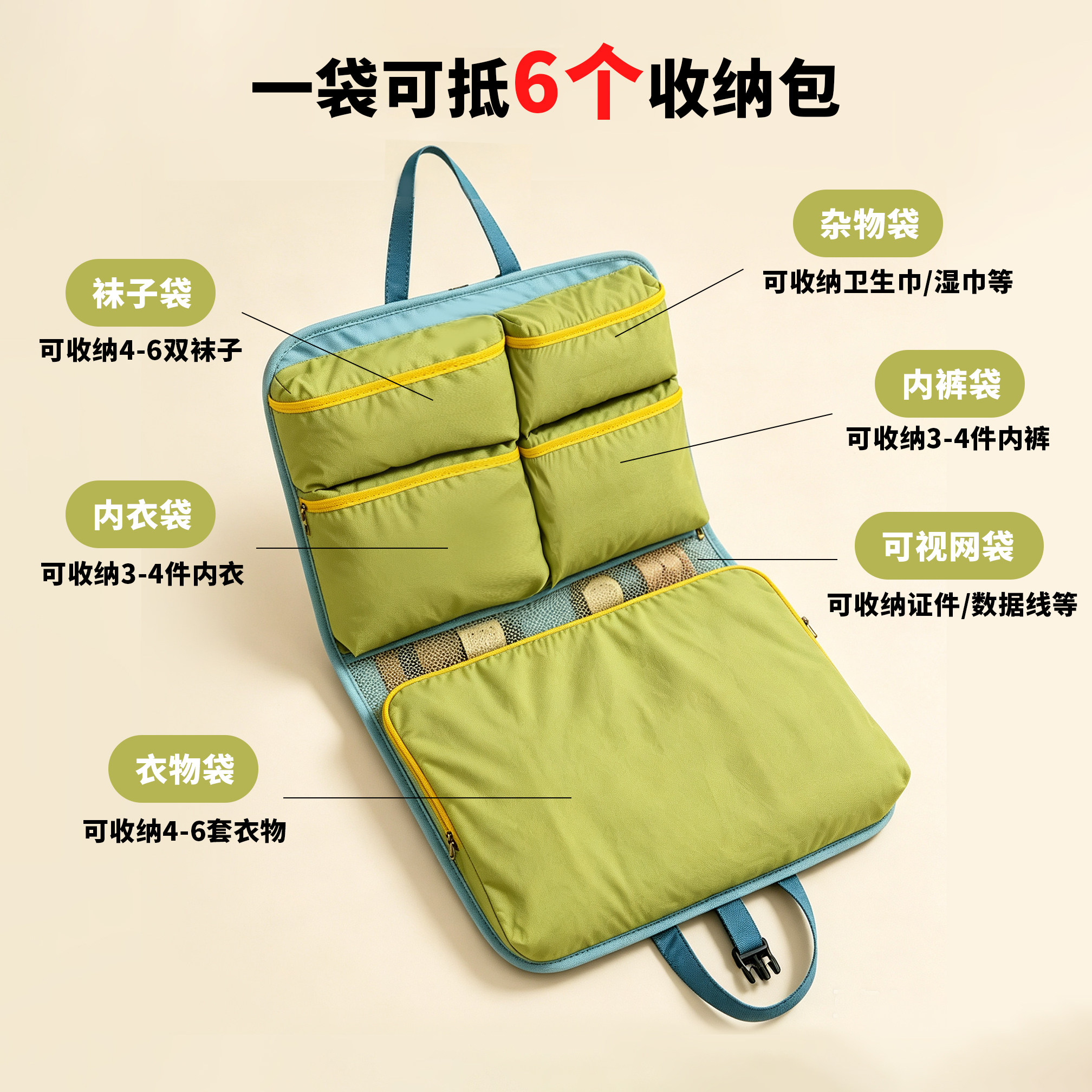 【抢！超级立减】七合一旅行衣物收纳袋内衣裤行李箱多功能分装包图片