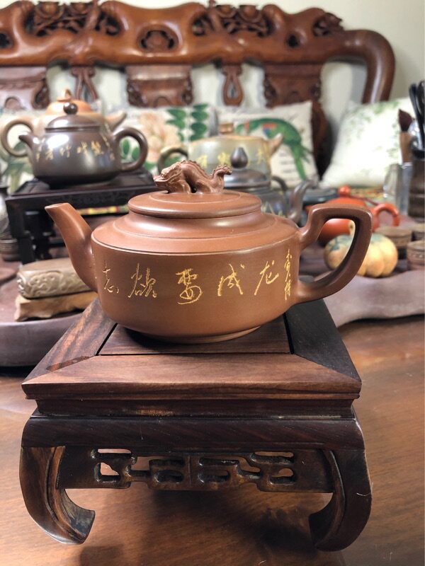 （已售勿念)李人帡坭兴陶大师刻字赖石刻虾